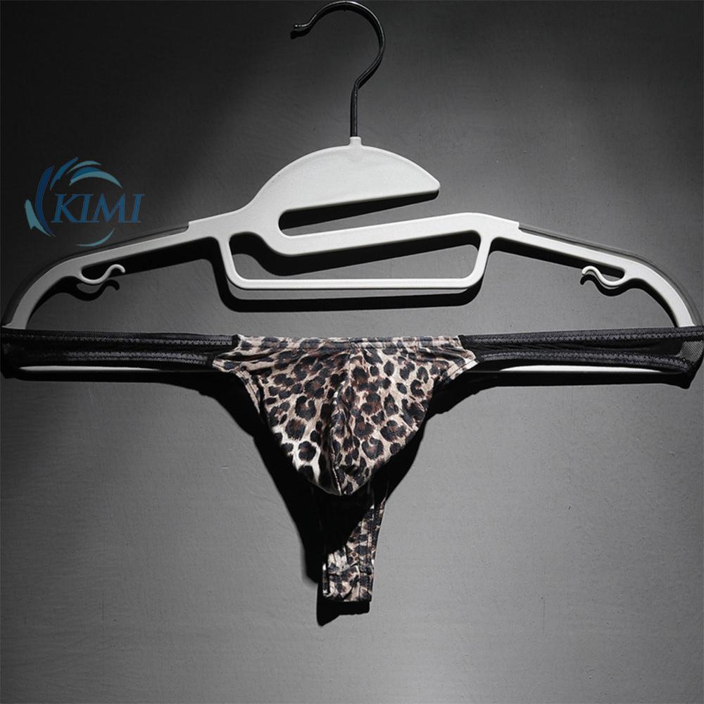 KIMI-Men Sexy Leopard G-String Jockstrap Tangas Thong T-Back Underwear Underpants