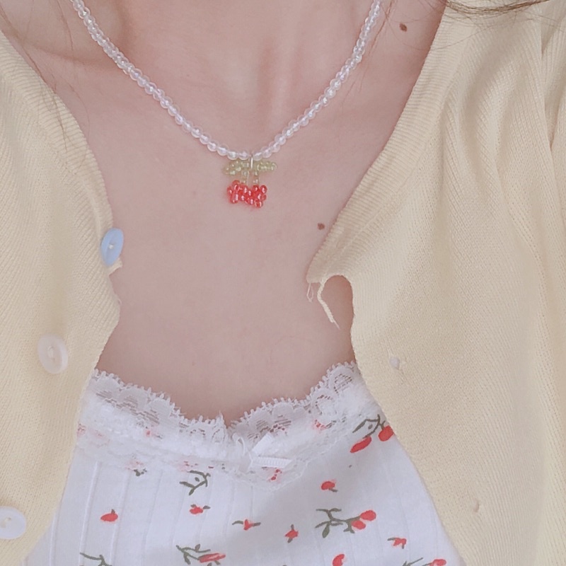 Dây chuyền hạt cườm cherry xinh xắn