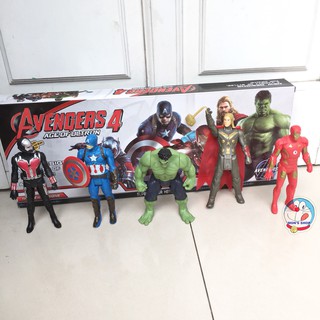 Đồ chơi bộ 4, 5 nhân vật siêu anh hùng avengers dùng pin, phát sáng