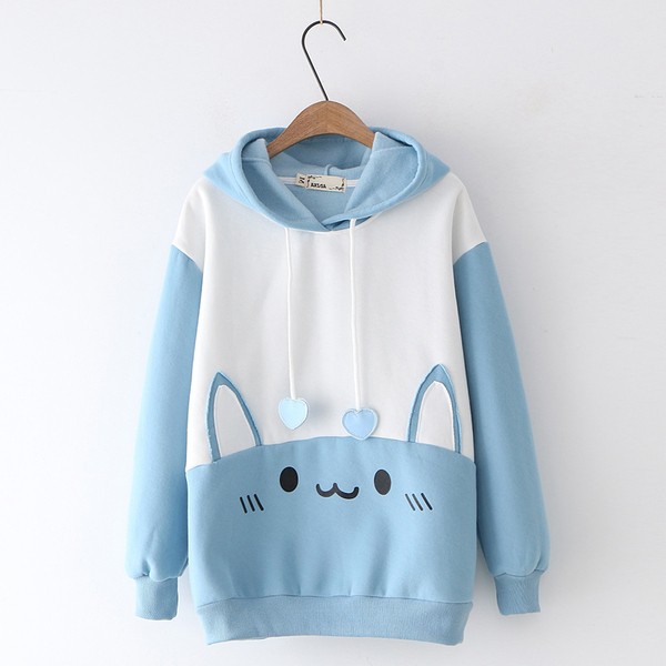 ÁO KHOÁC HOODIE NỈ BÔNG NỮ CAO CẤP NITI IN HÌNH MÈO TAI BỰ ĐỦ MÀU ĐỦ SIZE SIÊU HOT