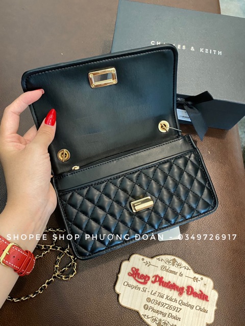 Túi C.K khoá xoay trần ô size 20cm bản đẹp kèm ảnh thật