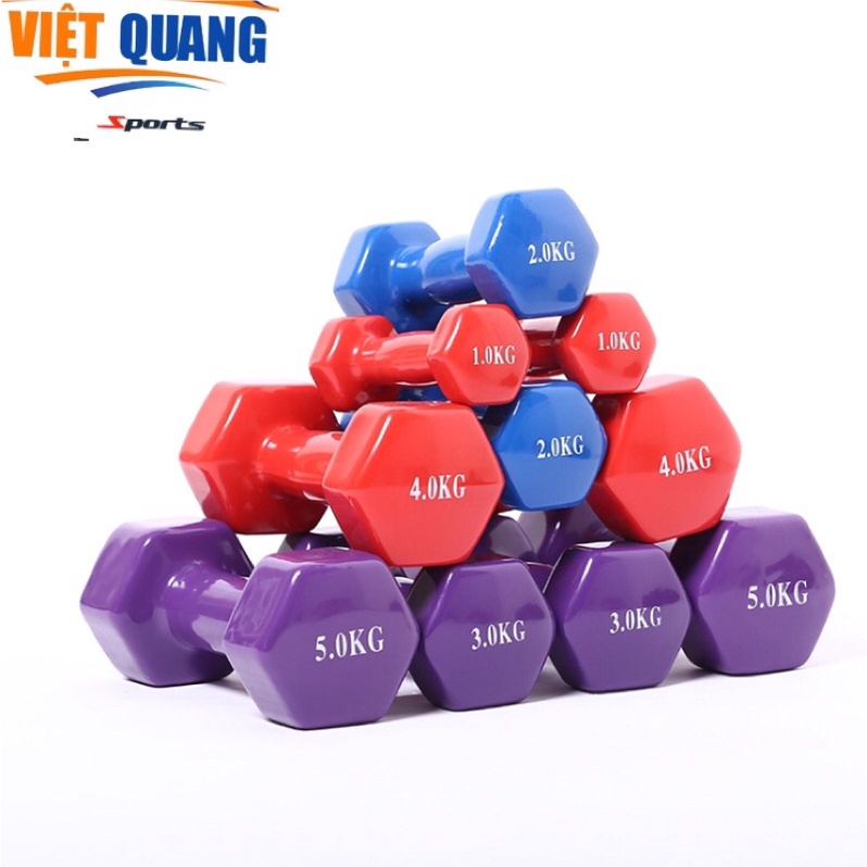 Tạ tay nữ lõi gang đặc bọc cao su 1kg-6kg tập gym,yoga chống trơn trượt, xước vỡ sàn Nhà(giao màu ngẫu nhiên)