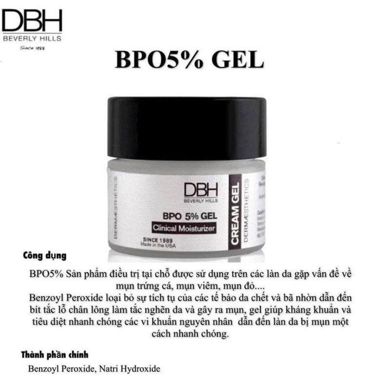 Gel chấm mụn DBH 5% BPO BENZOYL - Hàng chính hãng