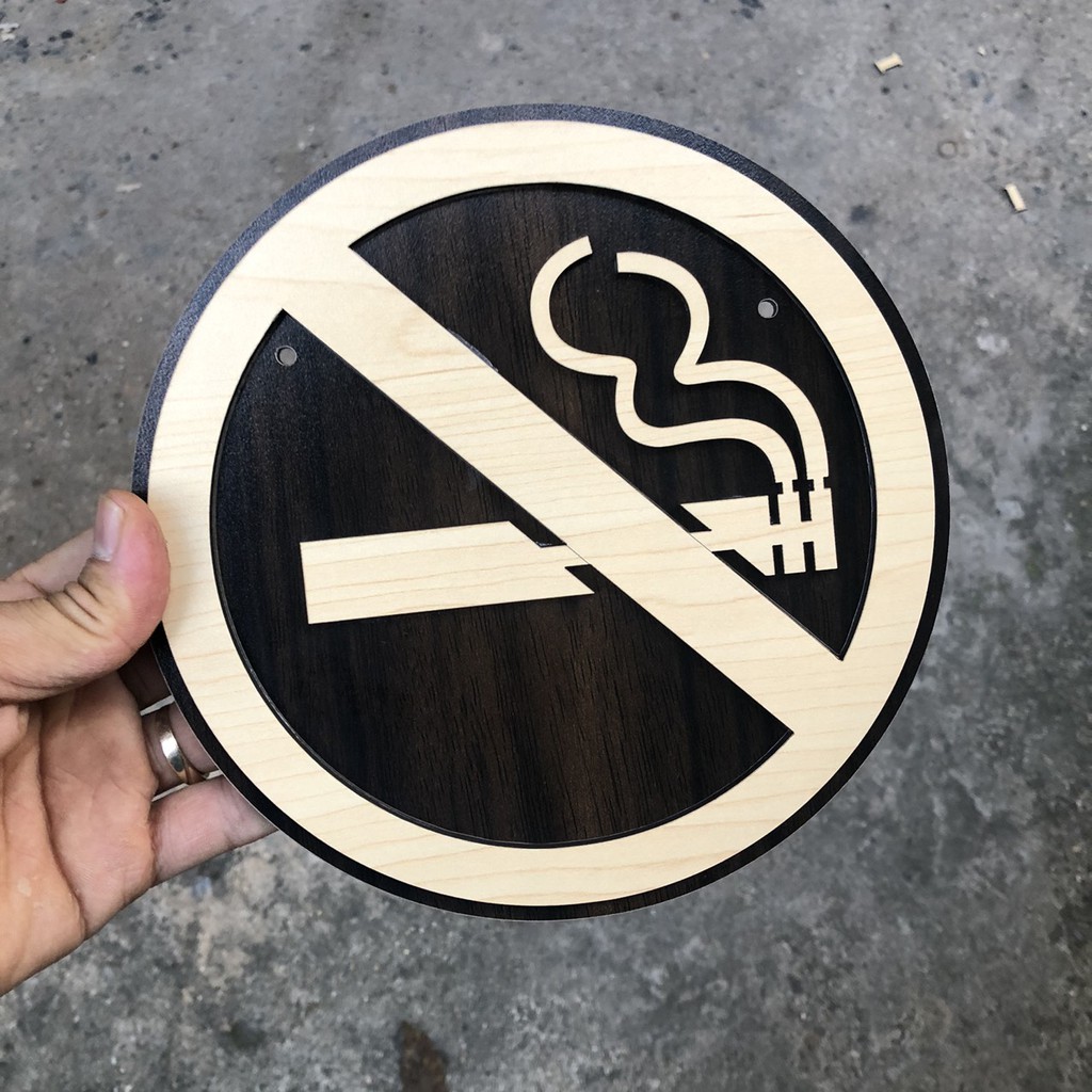 Bảng Gỗ Trang Trí Decor - Mẫu Cấm Hút Thuốc, No Smoking - Bảng Gỗ Woody