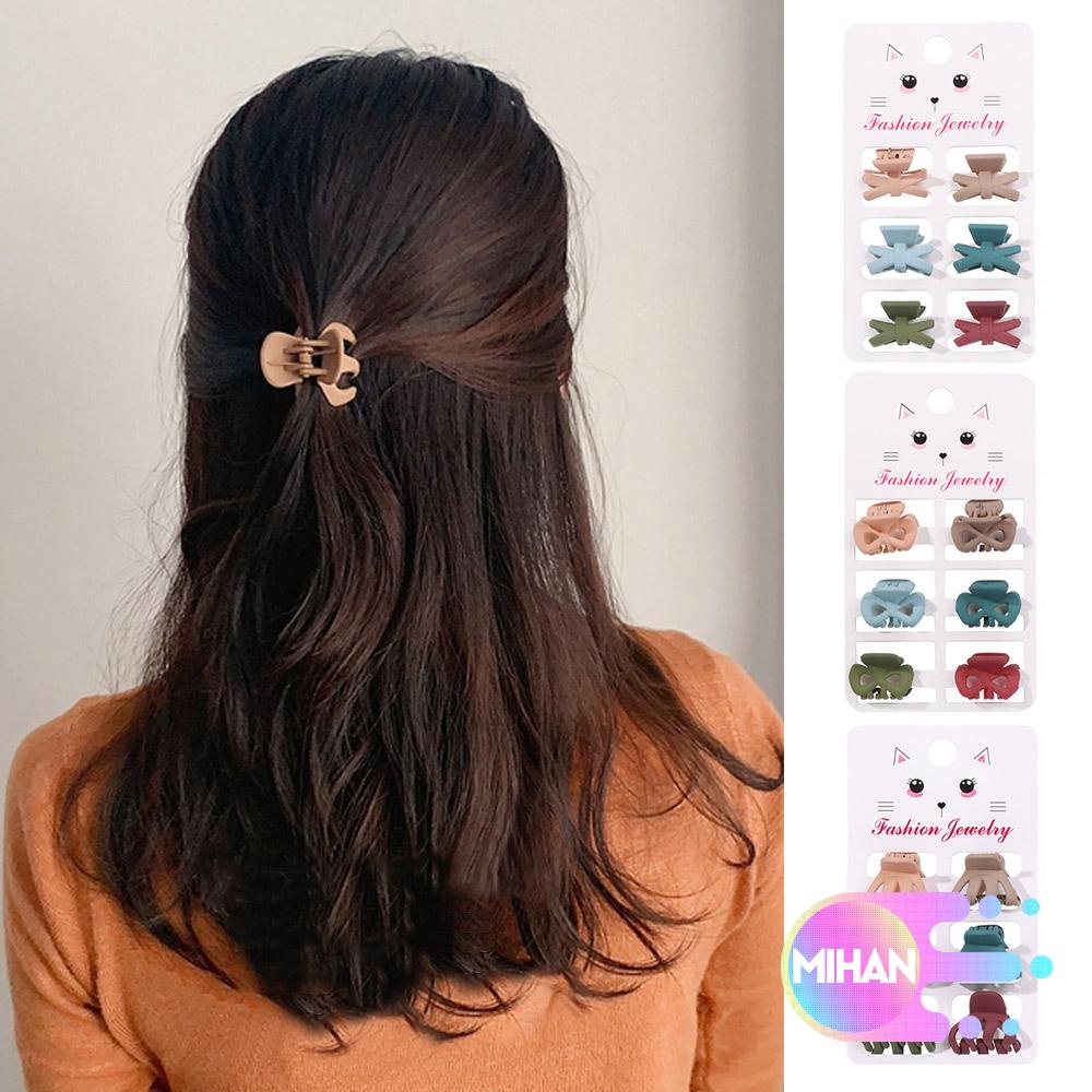 Set 6 kẹp tóc hình nơ/kiểu dáng khác bằng nhựa dễ thương cho nữ