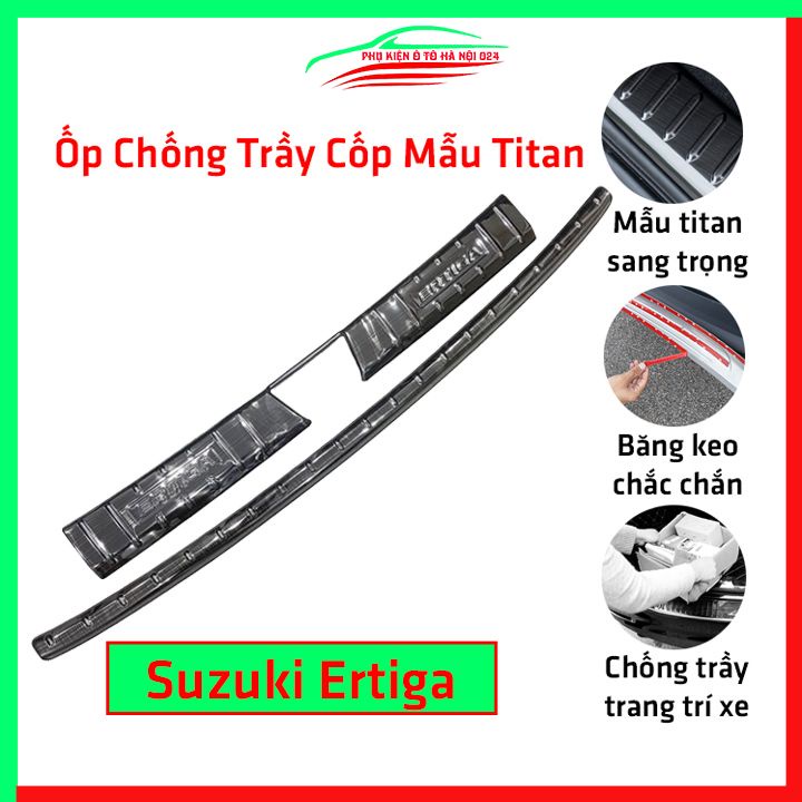 Ốp chống trầy cốp Suzuki Ertiga  vân titan