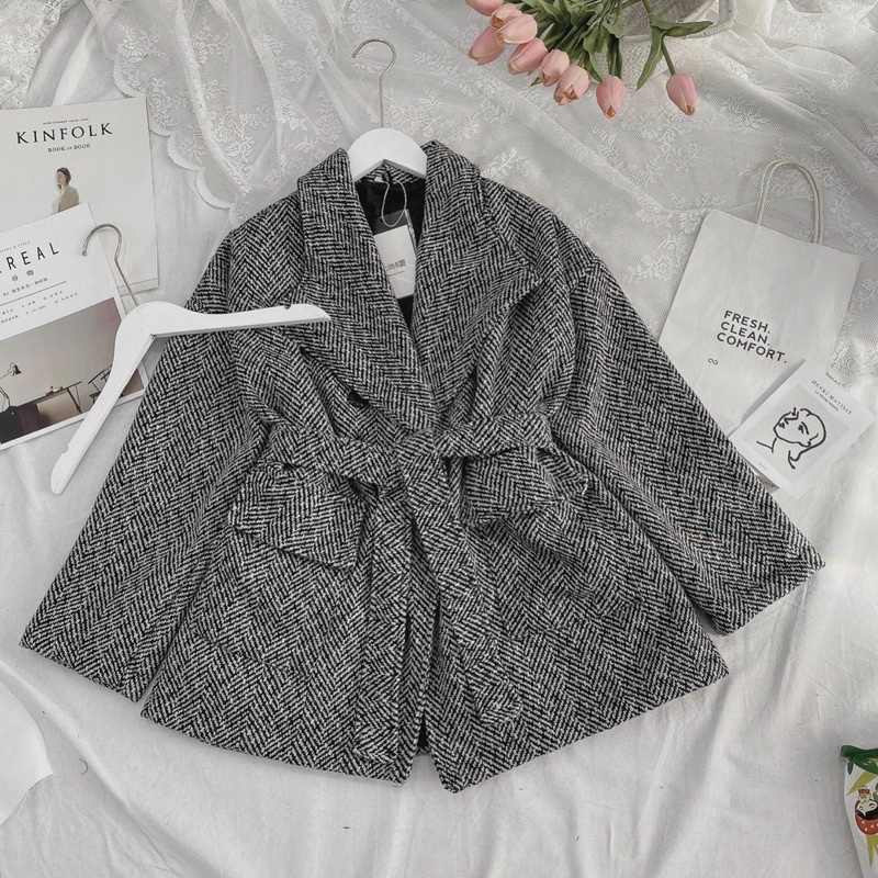 Áo Dạ Xương Cá Hàn Quốc 2 Lớp Dày Dặn (Hàng QC Loại 1) Ảnh Thật - Áo Khoác Dạ Dáng Rộng Ulzzang