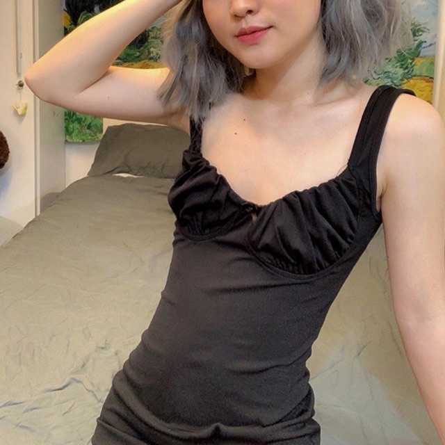 Váy thun ôm body nhún ở ngực sang trọng