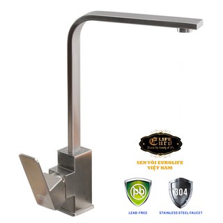 Vòi rửa chén nóng lạnh Inox SUS 304 nguyên khối Eurolife EL-T002-1 (Trắng vàng)