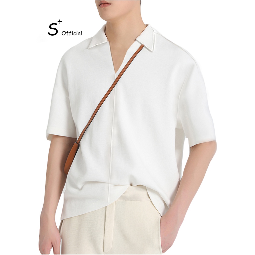 Áo sơ mi nam tay ngắn form rộng cổ V style Hàn Quốc - Áo sơ mi tay lỡ unisex - ASM002