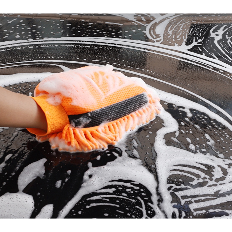 Găng tay rửa xe SEAMETAL hai mặt bằng vải lông cừu san hô dày dặn chống nước