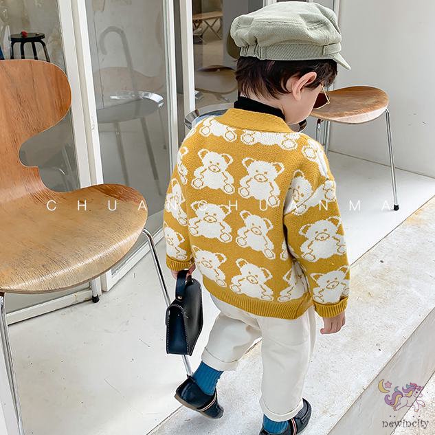 Áo khoác cardigan họa tiết gấu hoạt hình phong cách hàn quốc cho bé