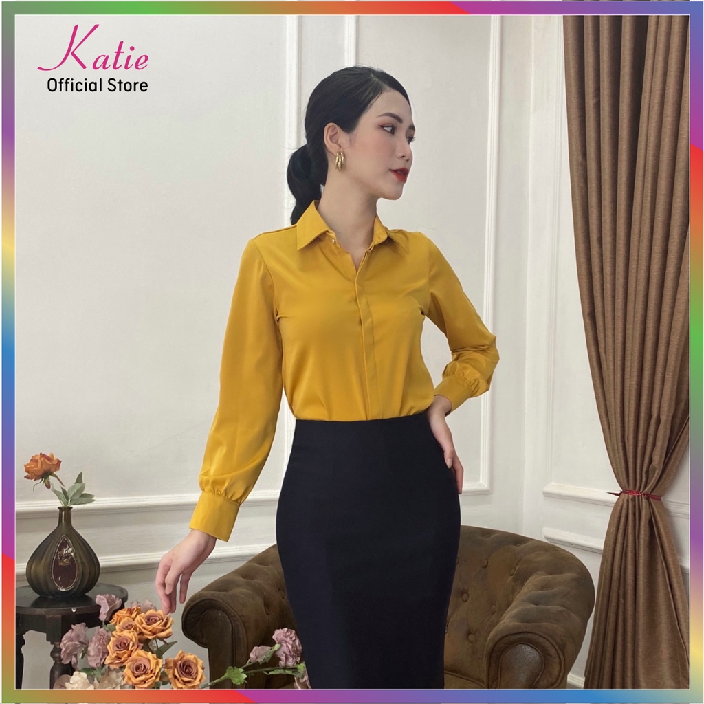 Áo Sơ Mi Nữ Katie Sơ Mi Tay Dài Chất Áo Somi Lụa Ngọc Trai Cao Cấp Nhiều Màu Sang Trọng Mềm Mịn Không Nhăn Al