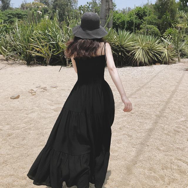 S-2XL Đầm Hai Dây Váy Maxi Đi Biển/ Dự Tiệc Đầm Trắng Xinh Chất Mát Thời Trang Hàn Quốc 2023