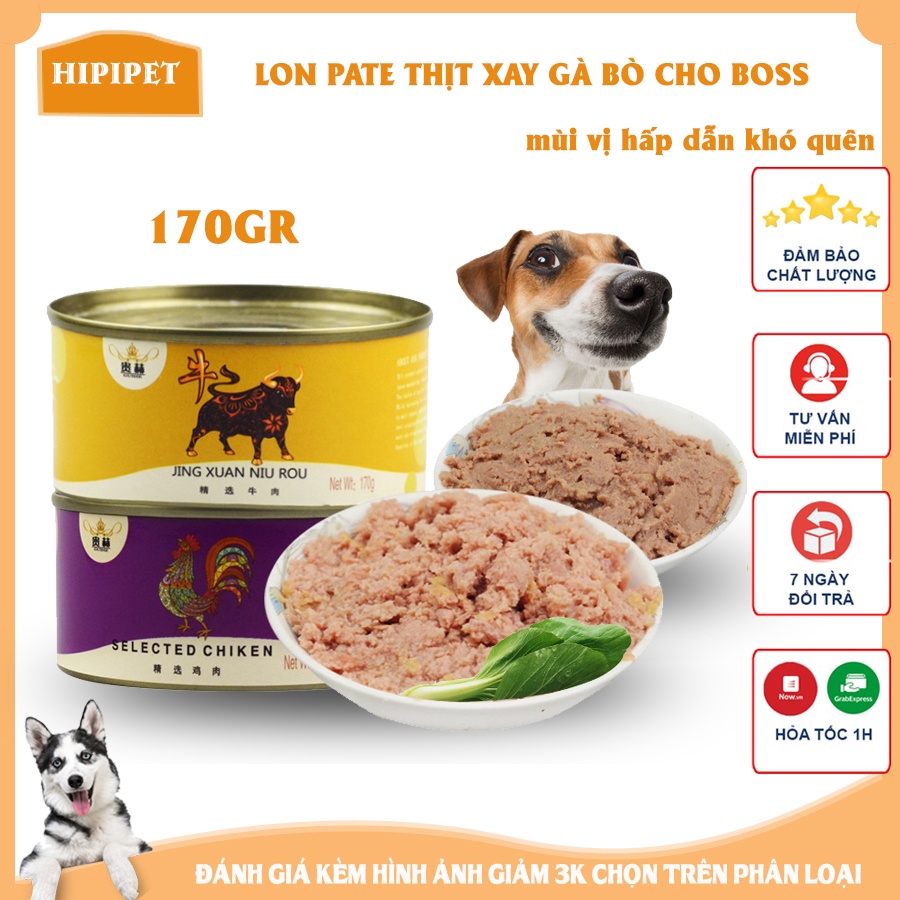 Pate cho chó lon 170gr vị bò và gà siêu thơm bổ dưỡng  cho chó và mèo csp54