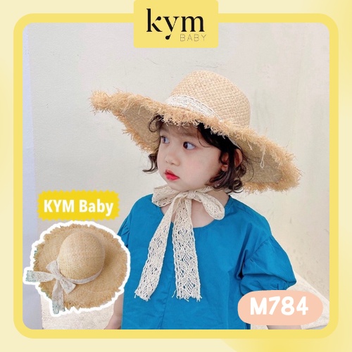 Mũ cói vành tua nơ trắng cho bé 1.5-5 tuổi M784 (Có size người lớn) (KÈM HỘP ĐỰNG SẢN PHẨM)