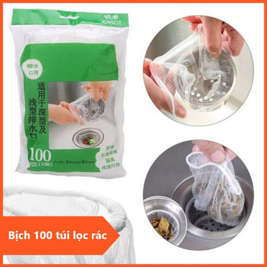 Combo 100 Túi lưới lọc rác, thức ăn thừa thông minh cho bồn rửa chén bát