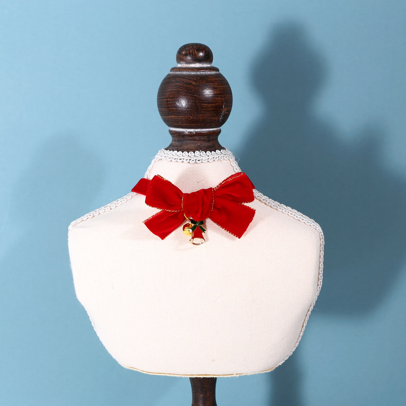 Vòng cổ nơ nhung màu đỏ vàng có thể điều chỉnh cho thú cưng