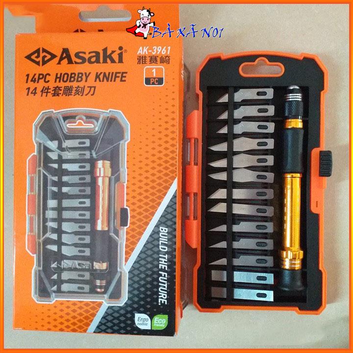 Bộ dao điêu khắc 14 chi tiết Asaki AK-3961 - Bộ dao chạm trổ
