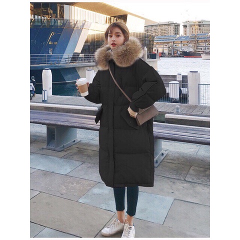 Áo phao nữ Hàn Quốc dáng dài mặc mùa đông, đại hàn siêu ấm áp