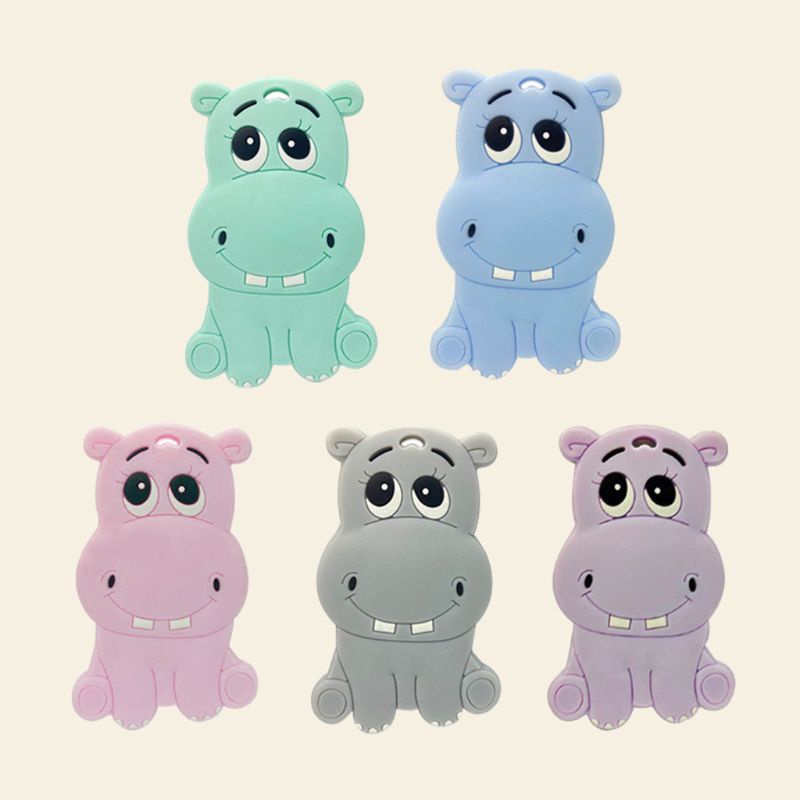 Đồ Chơi Ngậm Nướu Hình Hà Mã Hoạt Hình Bằng Silicon Dễ Thương Cho Bé