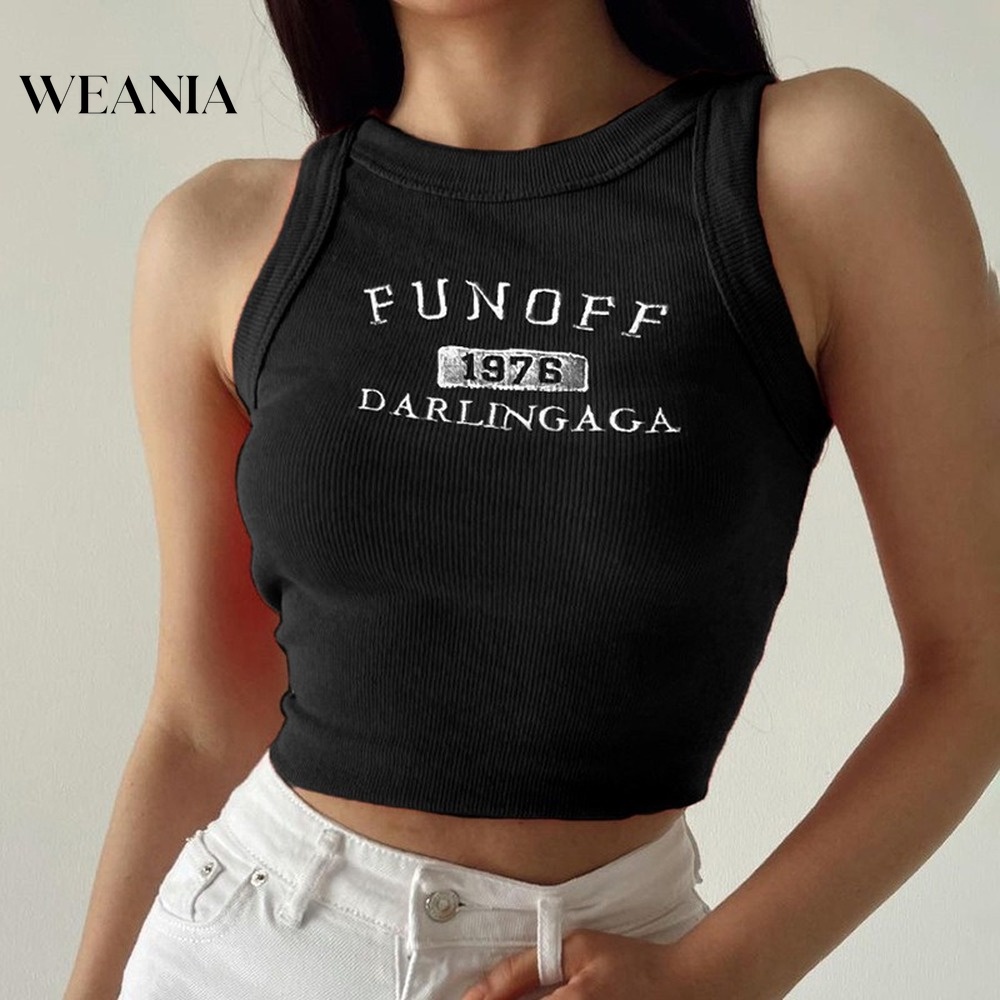 Áo Croptop Thêu Chữ Đơn Giản Thời Trang Mùa Hè Cho Nữ