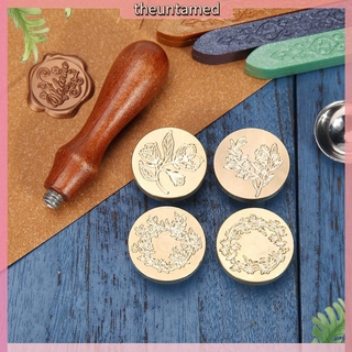 Retro Plant Pattern Sealing Wax Stamp Wooden Handle Envelope Seal Stamps