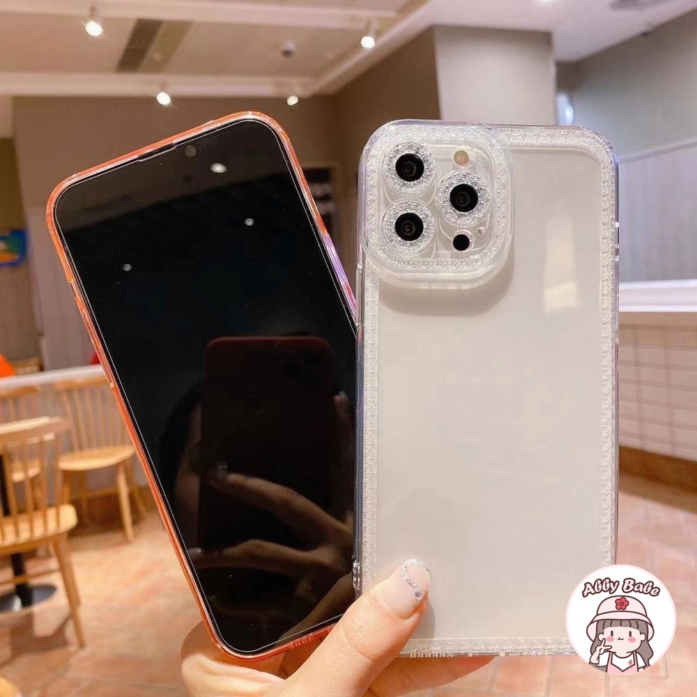 Ốp Điện Thoại TPU Mềm Trong Suốt Chống Sốc Đính Đá Sang Trọng Bảo Vệ Lens Cho IP 13 12 11 Pro Max XR 8 7 Plus