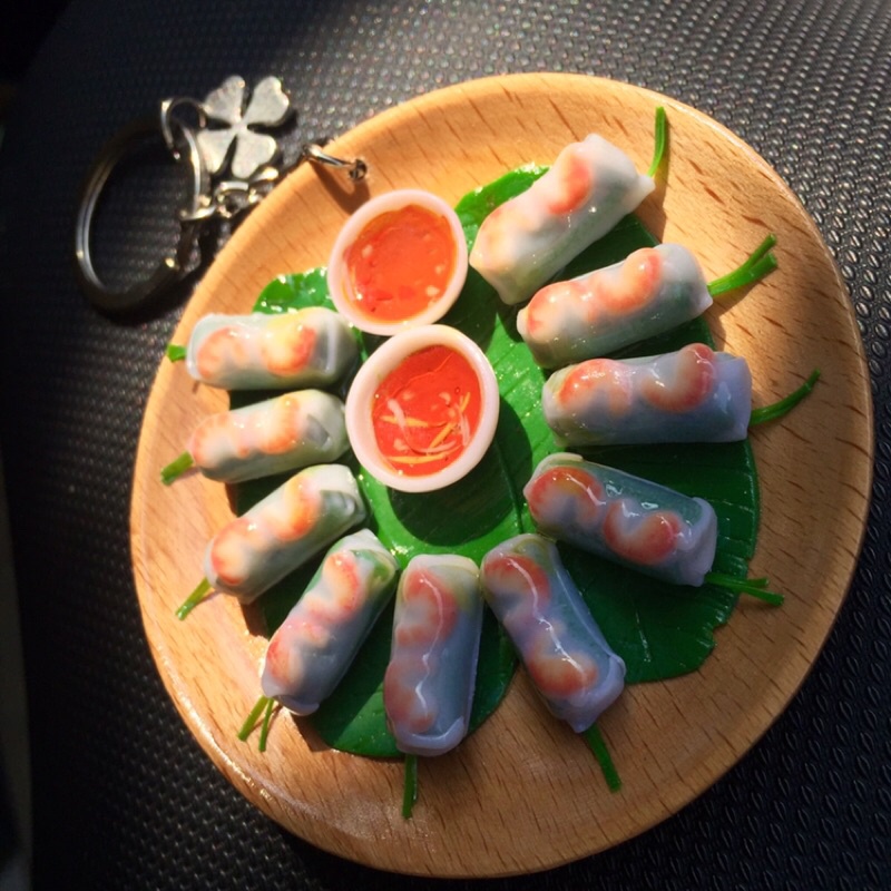 Móc khoá dĩa bánh cuốn_Handmade Lilande