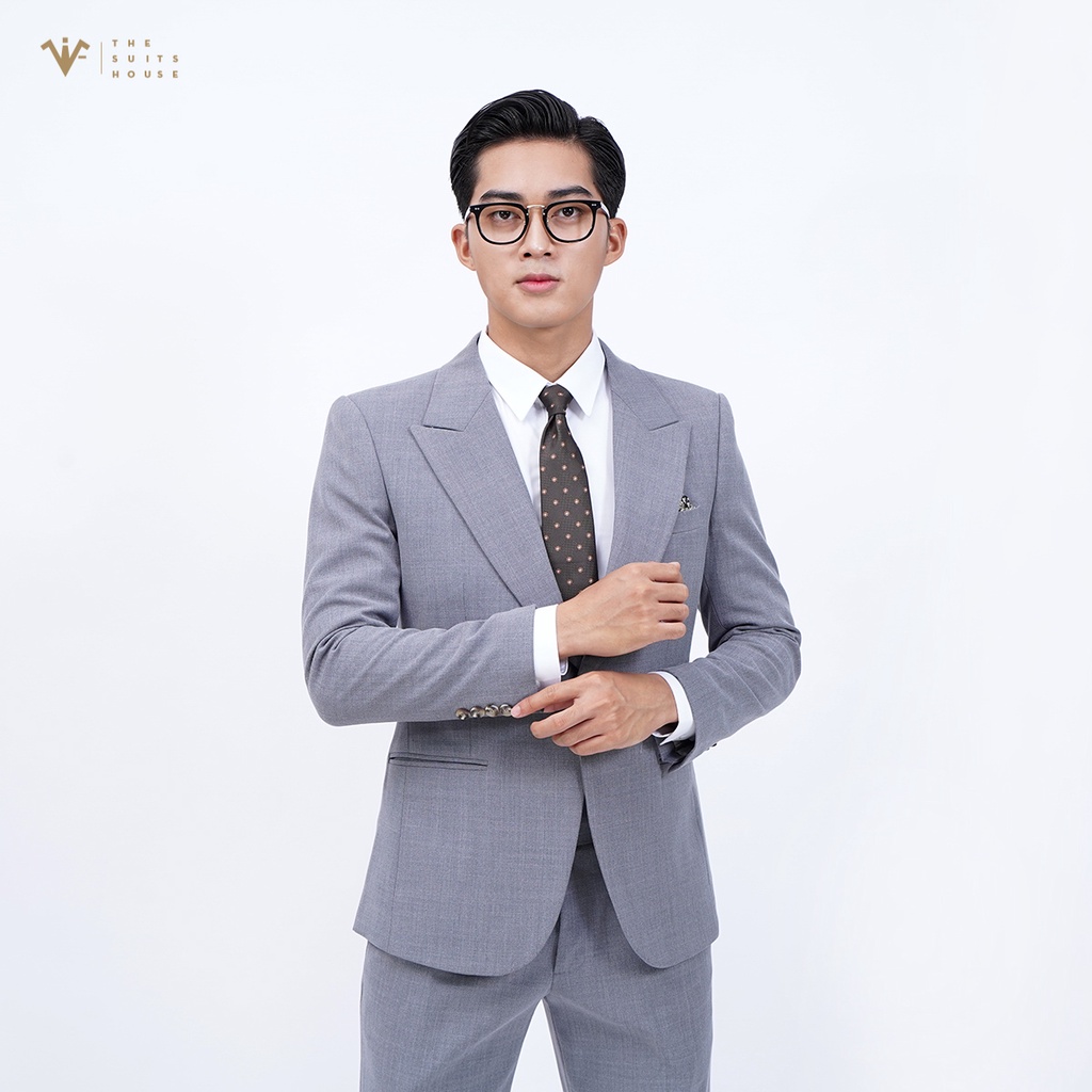 Bộ vest nam xám nhạt 1 khuy 2 túi, suits sartorial The Suits House