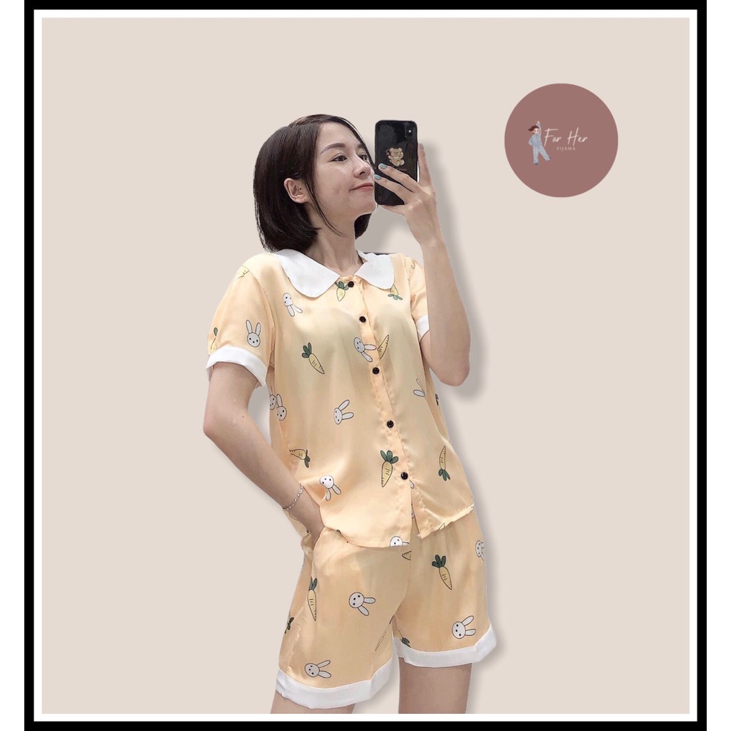 Bộ Ngủ Lụa Pijama Đùi Pizama Lụa Satin Siêu Xinh, Mềm Mịn