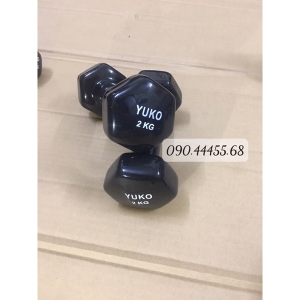 Tạ tay 2KG lõi gang bọc cao su nhập khẩu cao cấp chống xước, chống trượt
