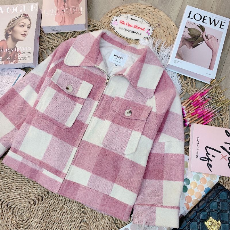 Áo khoác dạ ngắn kẻ caro