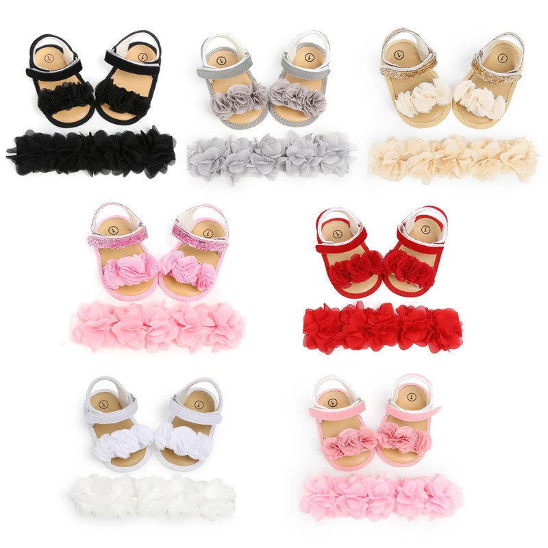 Set sandal và băng đô xinh xắn dành cho bé gái 0-2 tuổi