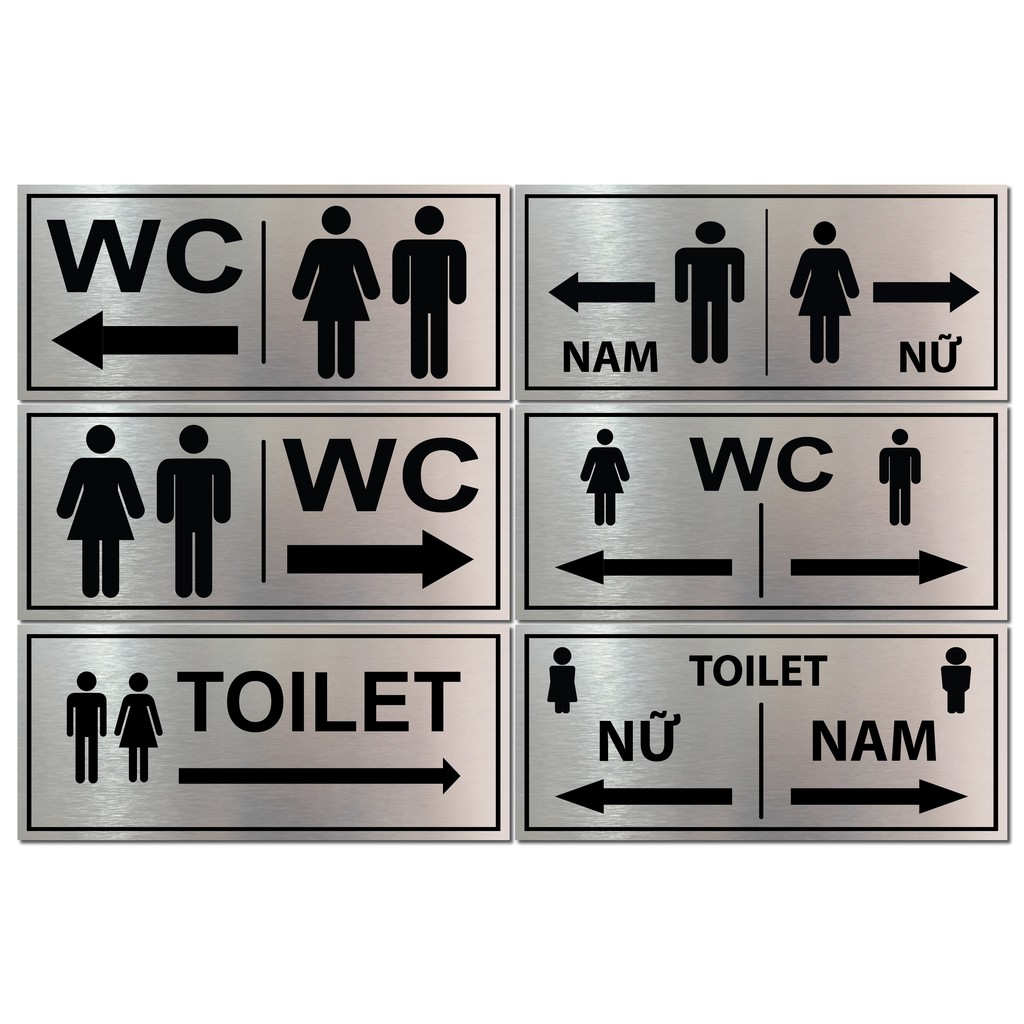 Bảng chỉ dẫn toilet, WC, nhà vệ sinh, NAM NỮ KT:14x32cm