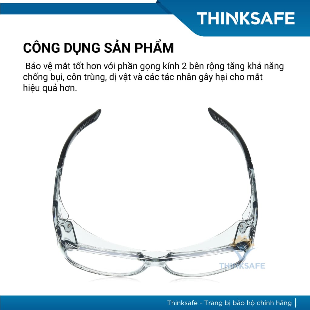 Kính bảo hộ cao cấp Elvex SG37C chống bụi chống tia UV đeo cùng kính cận trong suốt Kính chống bụi đi đường - THINKSAFE