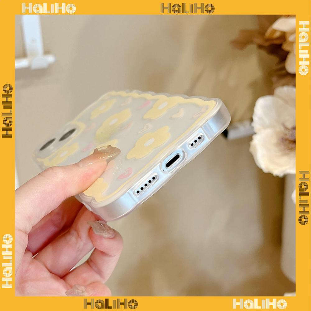 iPhone Case Silicone Soft Case Clear Case Wave Airbag Shockproof Camera Cover Protection Yellow Flower Compatible For iPhone 11 iPhone 13 Pro Max iPhone 12 Pro Max iPhone 7 Plus xr