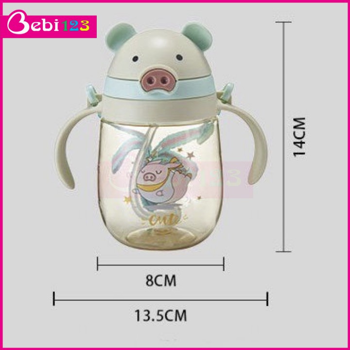 Bình Nước Tay Cầm Có Dây Đeo Hình Chú Vịt Đáng Yêu Cho Bé - 250ml