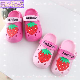Tập Đi Cho Bé Trẻ Em Bé Gái Mùa Hè Kín Ngón Hoạt Hình Giày Dâu Tây Dép Thường Ngày Giày Đế Bằng Giày Sân Vườn Chống Trơn Trượt Giày Đế Mềm Lỗ ❤❤