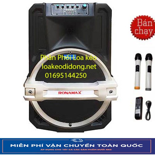 9999 Loa kẹo kéo karaoke bluetooth Ronamax T12 (3 tấc) tặng 2 micro giá rẻ 9999