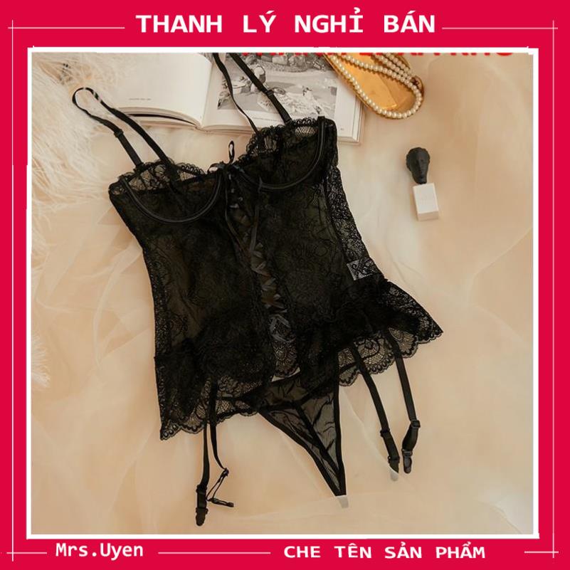 Bộ ngủ body ren quyến rũ, cực tôn dáng, bodysuit ren kèm kẹp, garter corset ren sexy [gc01] | BigBuy360 - bigbuy360.vn