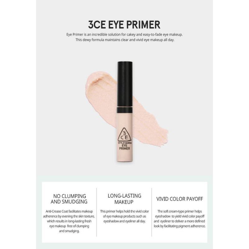 [CHÍNH HÃNG][SẴN] Kem Lót Mắt 3CE Eye Primer