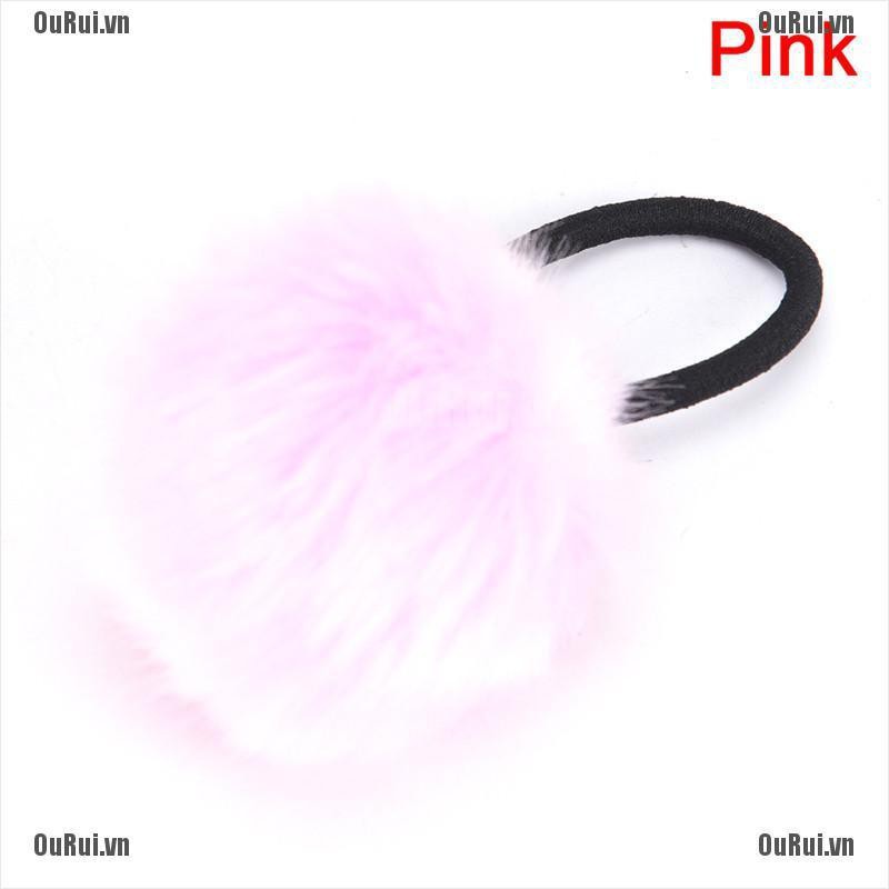 Dây Cột Tóc Đính Bóng Lông Dễ Thương Cho Nữ