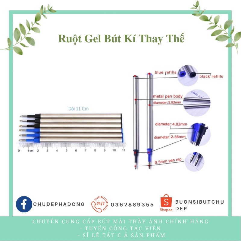 Ruột Bút Kí Thay Thế Ánh Dương - Ruột Gel Bút Kí Cao Cấp Màu Xanh, Màu Đen - Ngòi 0.7mm