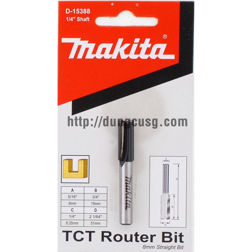 Mũi phay thẳng 8mm cốt 6.35mm Makita