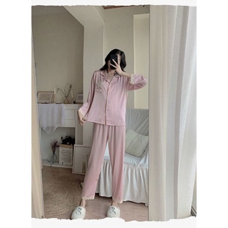 Bộ lụa mặc nhà Pyjama lụa hoạ tiết siêu xinh