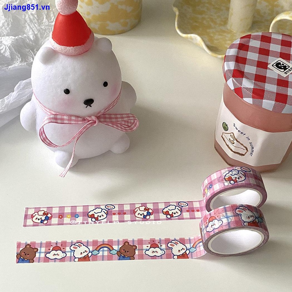 Decorative stickers Japanese ins cute cartoon bear and paper tape elementary and middle school students retro DIY hand account decoration can tear tape paper