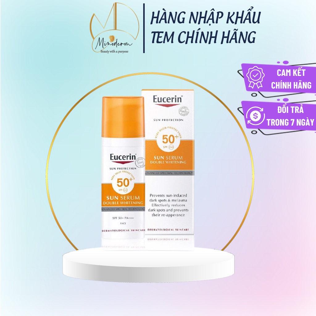 Kem chống nắng Eucerin sun serum double whitening spf50+ 50ml giúp giảm thâm nám và dưỡng trắng da