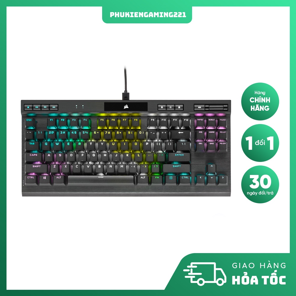 Bàn Phím Cơ Chơi Game Có Dây Corsair K70 TKL RGB Champion Hàng Chính Hãng