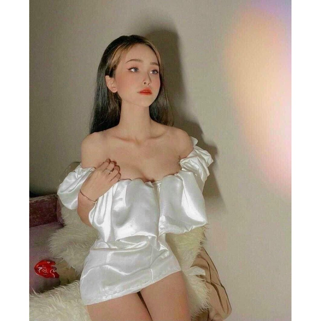 Váy body trễ vai hở lưng trắng VIETCEN đầm trễ vai dự tiệc sexy dáng ôm chất đũi lụa mềm mát | BigBuy360 - bigbuy360.vn